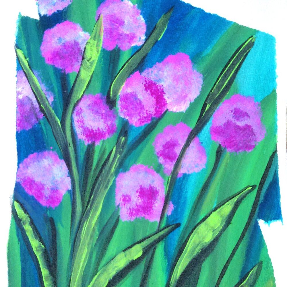 Pink Flowers Series 2 of 2 - Original Painting by Artist Rachael Potter